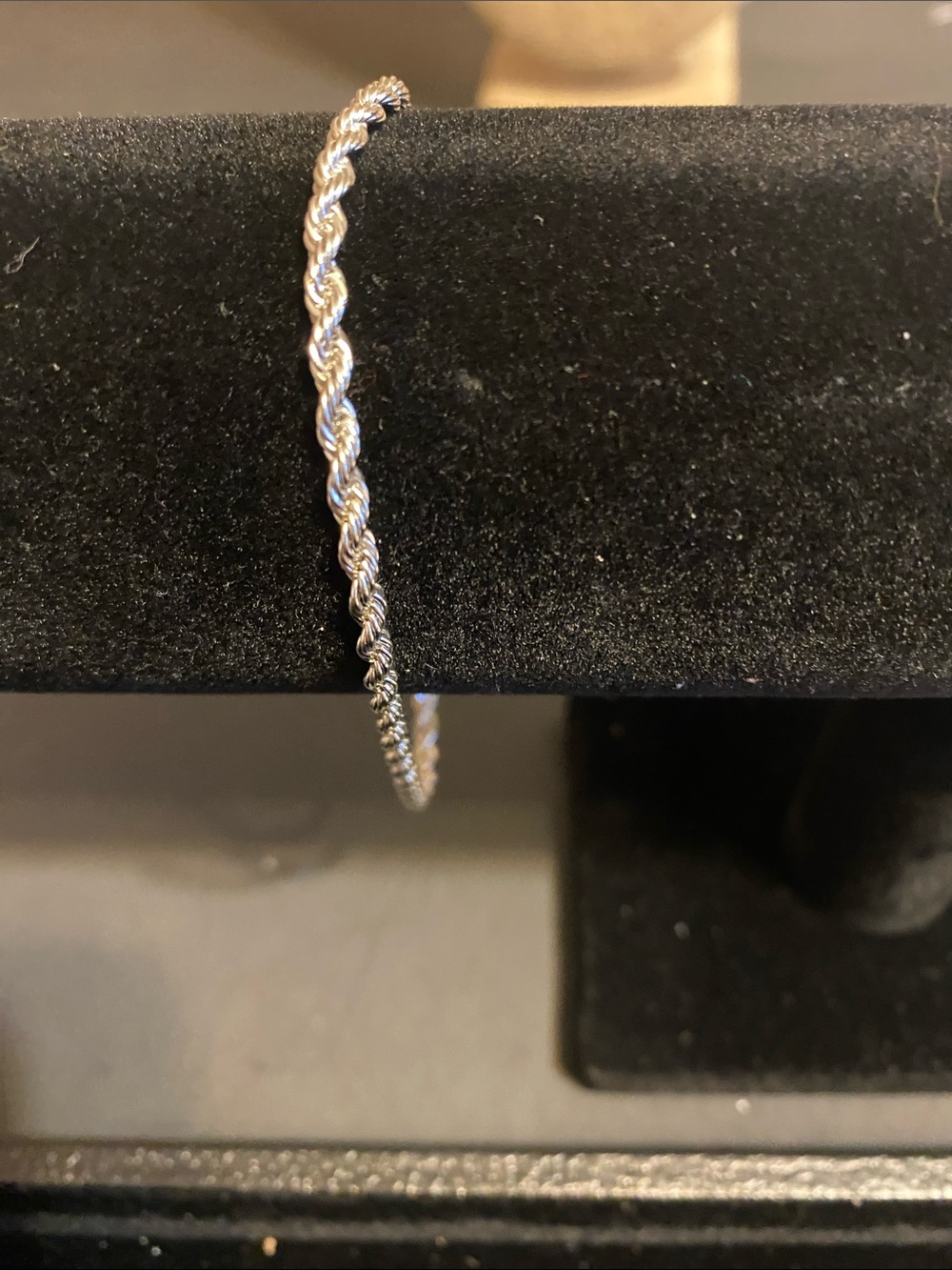 Sterling Silver Twisted Rope Bangle Bracelet - Silver